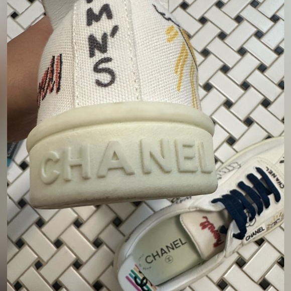 SOLD OUT 
Chanel Artistic White Sneakers with Red and Blue Accents - Picture 11 of 15